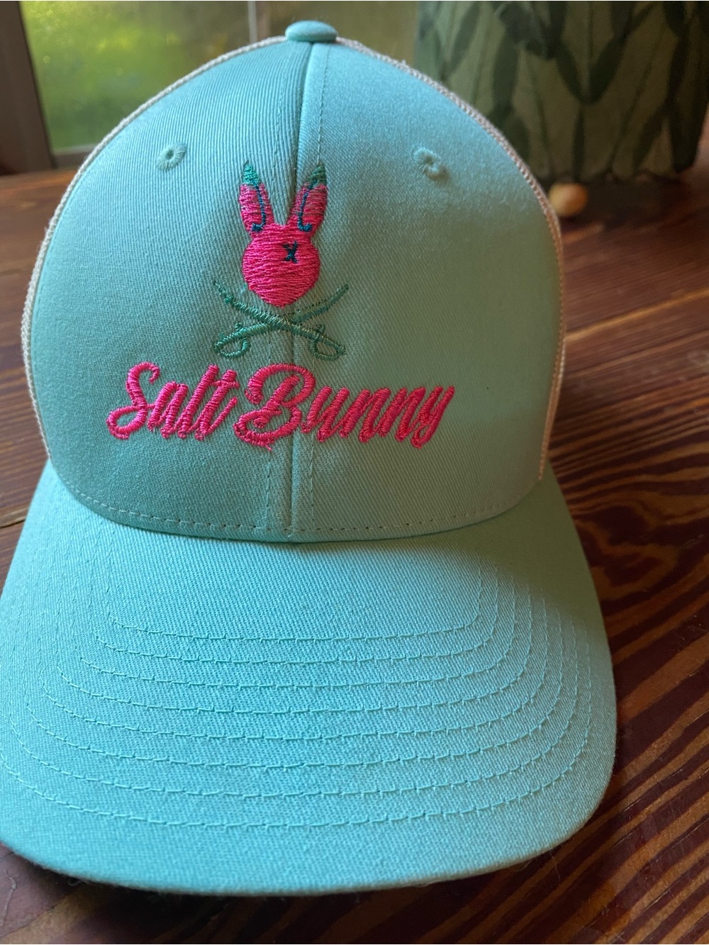 Salt Bunny Turquoise Pink Embroidered Trucker Hat